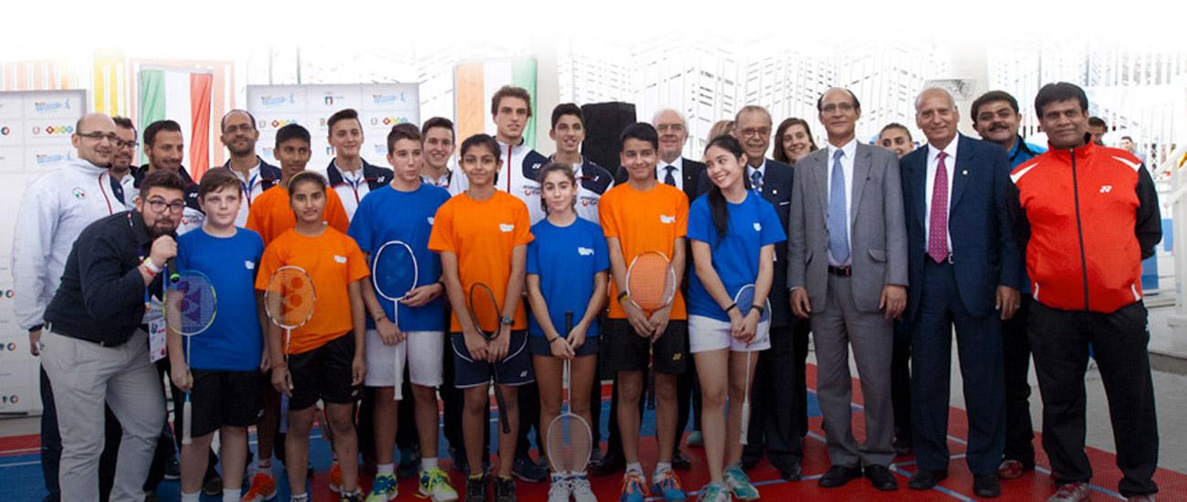 Badminton exhibition Italy-India at Kinder+Sport Area