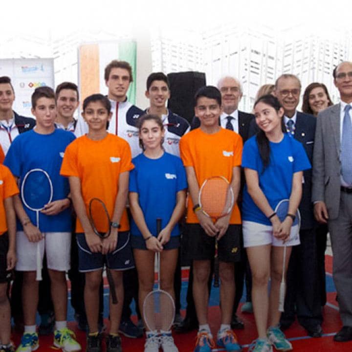 Badminton exhibition Italy-India at Kinder+Sport Area