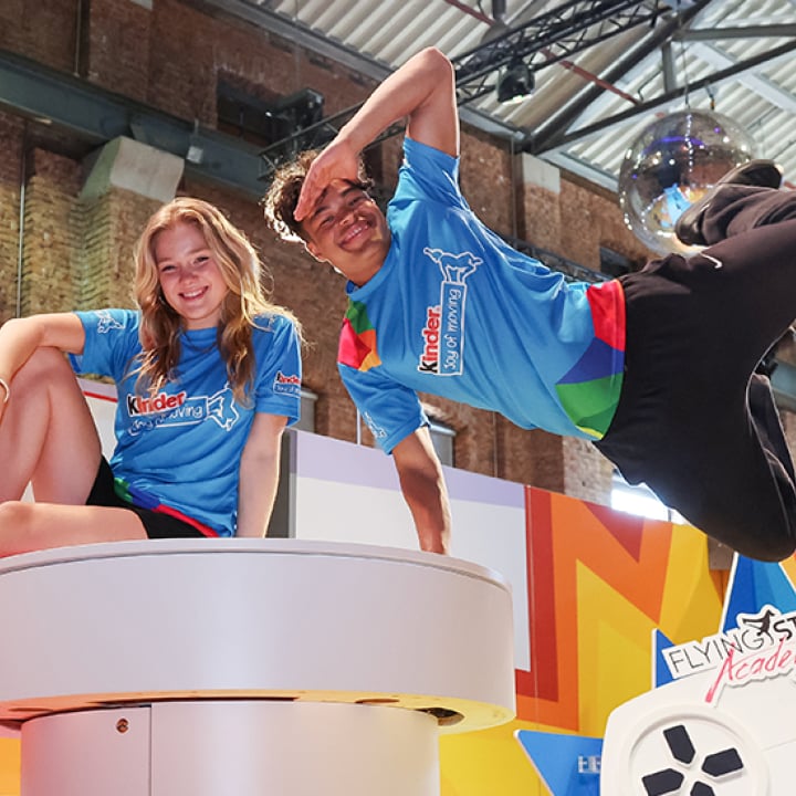 a girl and a boy during a Kinder Joy of moving event